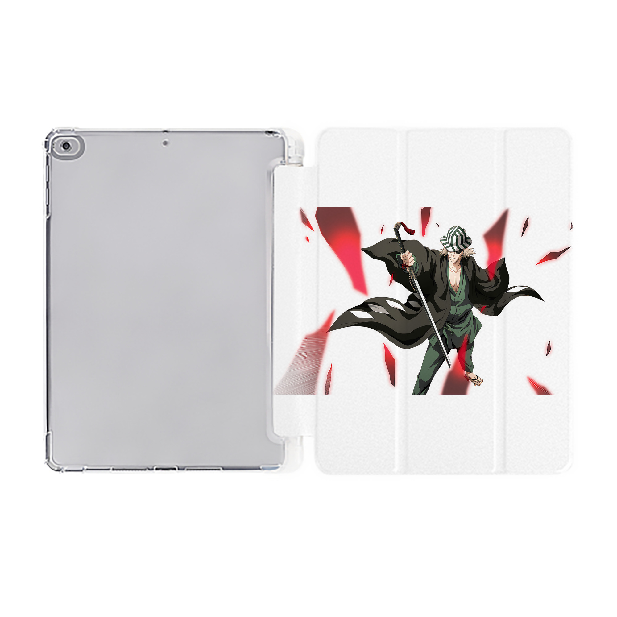 （画像用） "ブリーチ 浦原 喜助（うらはら きすけ） BLEACH Urahara Kisuke " IPad ケース ペン収納付き 三つ折りスタンド PUレザー×シリコン 対応機種9.5/10.5/10.9インチ